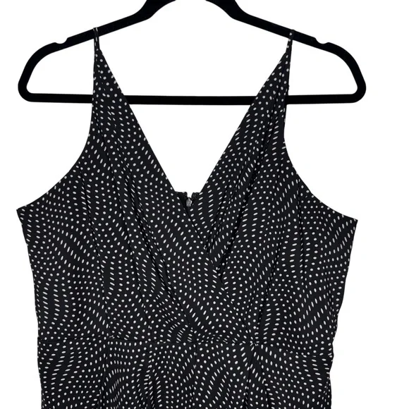 Express Black/White Polka Dots Y2K Baby doll top Tulip mini dress Women's size L - Picture 2 of 10